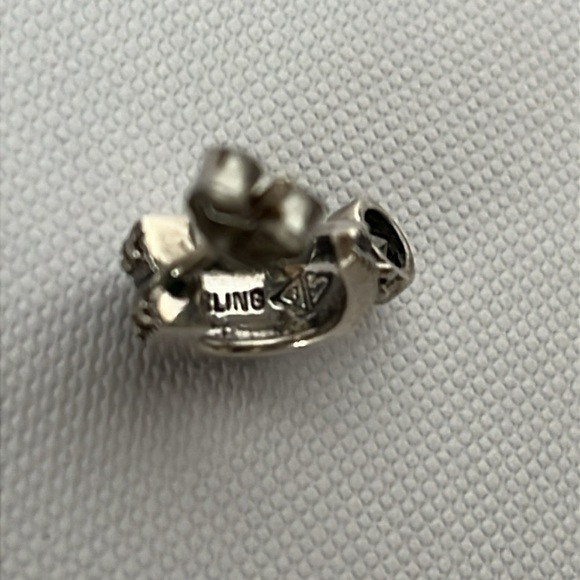 Judith Jack Sterling Silver Crystal Marcasite Huggie Style Hoop Earrings - Picture 7 of 11